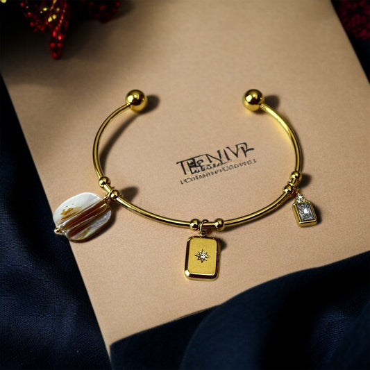 MOP Gold Bar Charms Bracelet