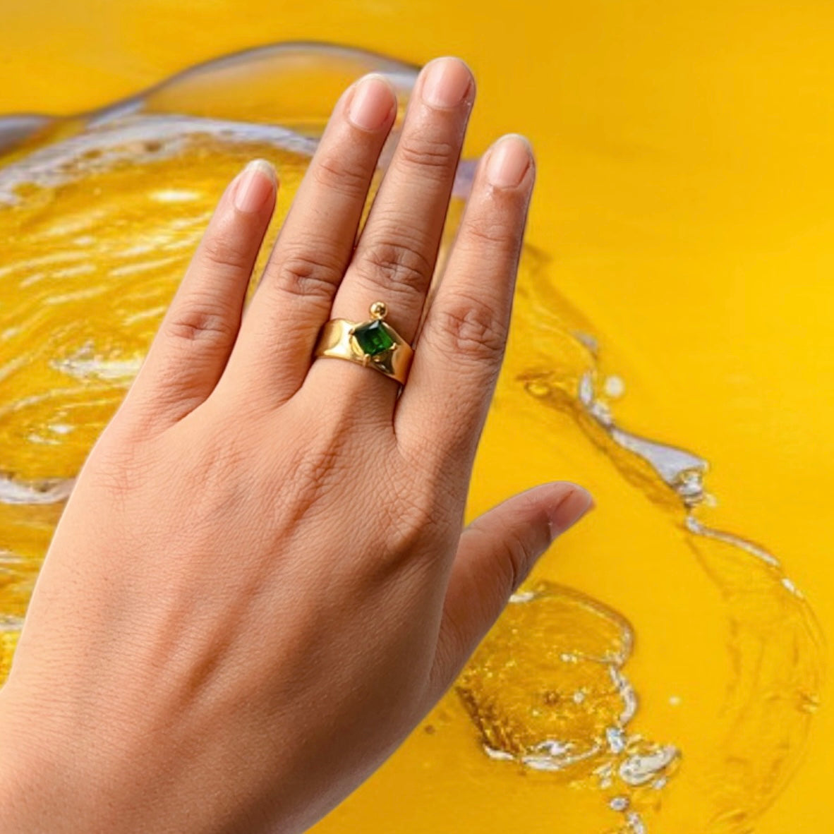 Double Green Stone Ring