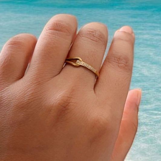 AD Studded V Shaped Ring
