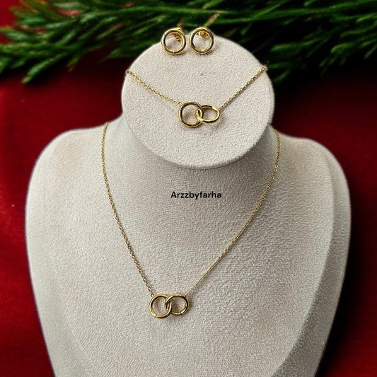 Ring Pendant Studs & Bracelet Combo Set