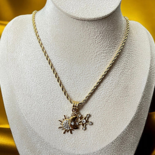 Star Moon Solid Chain Necklace