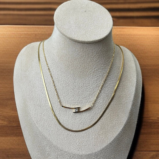 Double Chain Pendant Necklace