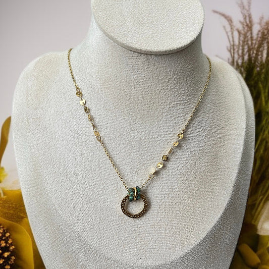 Green Beads Ring Necklace