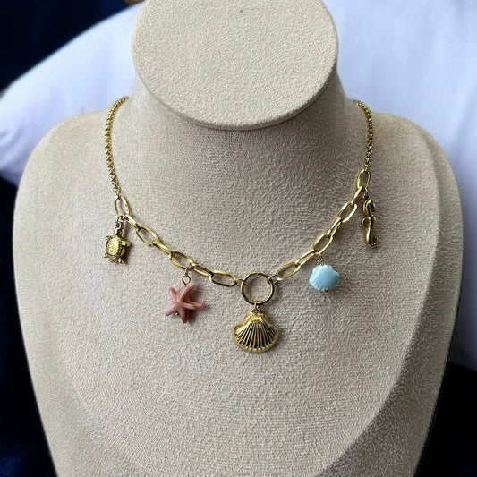Multicolor Charms Link Chain Necklace