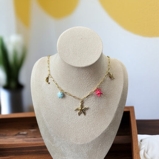 Multicolor Charms Link Chain Necklace