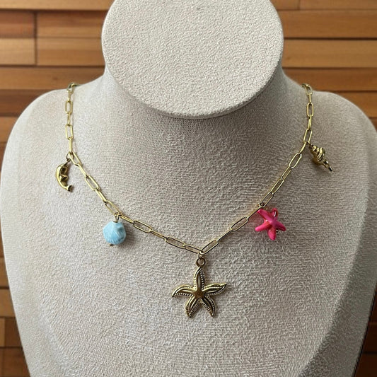Multicolor Charms Link Chain Necklace