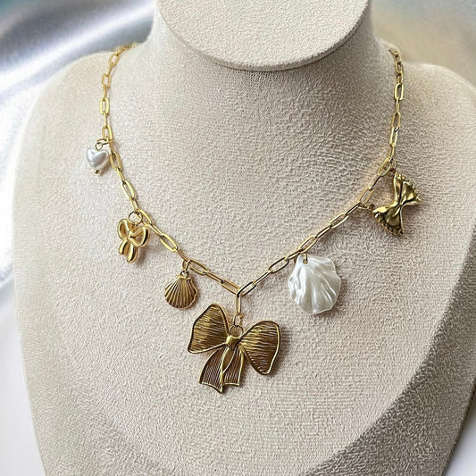 Bow Charm Link Chain Necklace