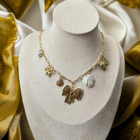 Bow Charm Link Chain Necklace