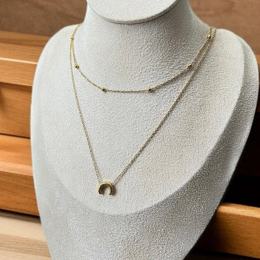 Double Chain Moon Necklace