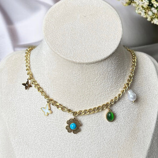 Multicolor Charms Chain Necklace