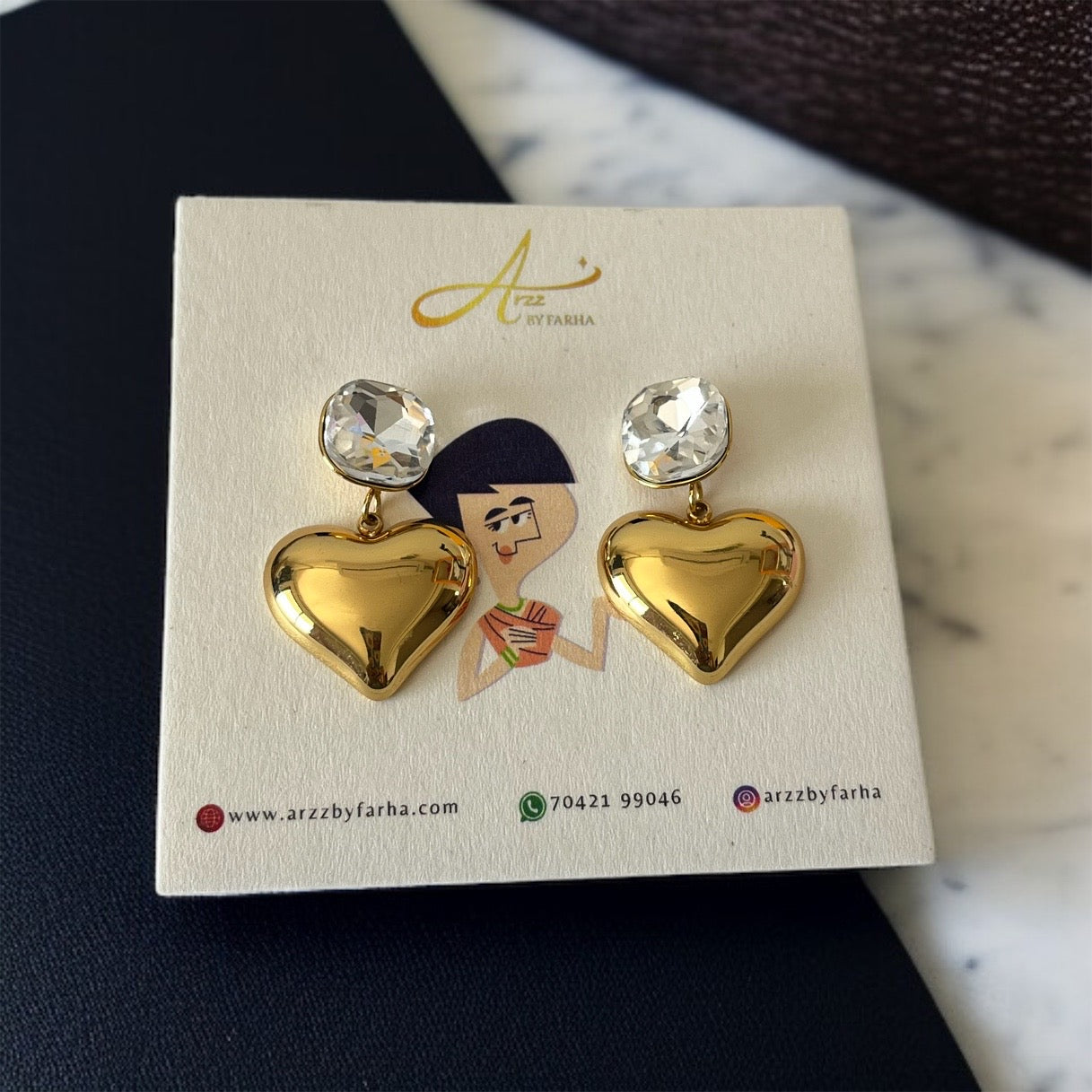 Crystal Heart Drop Earrings