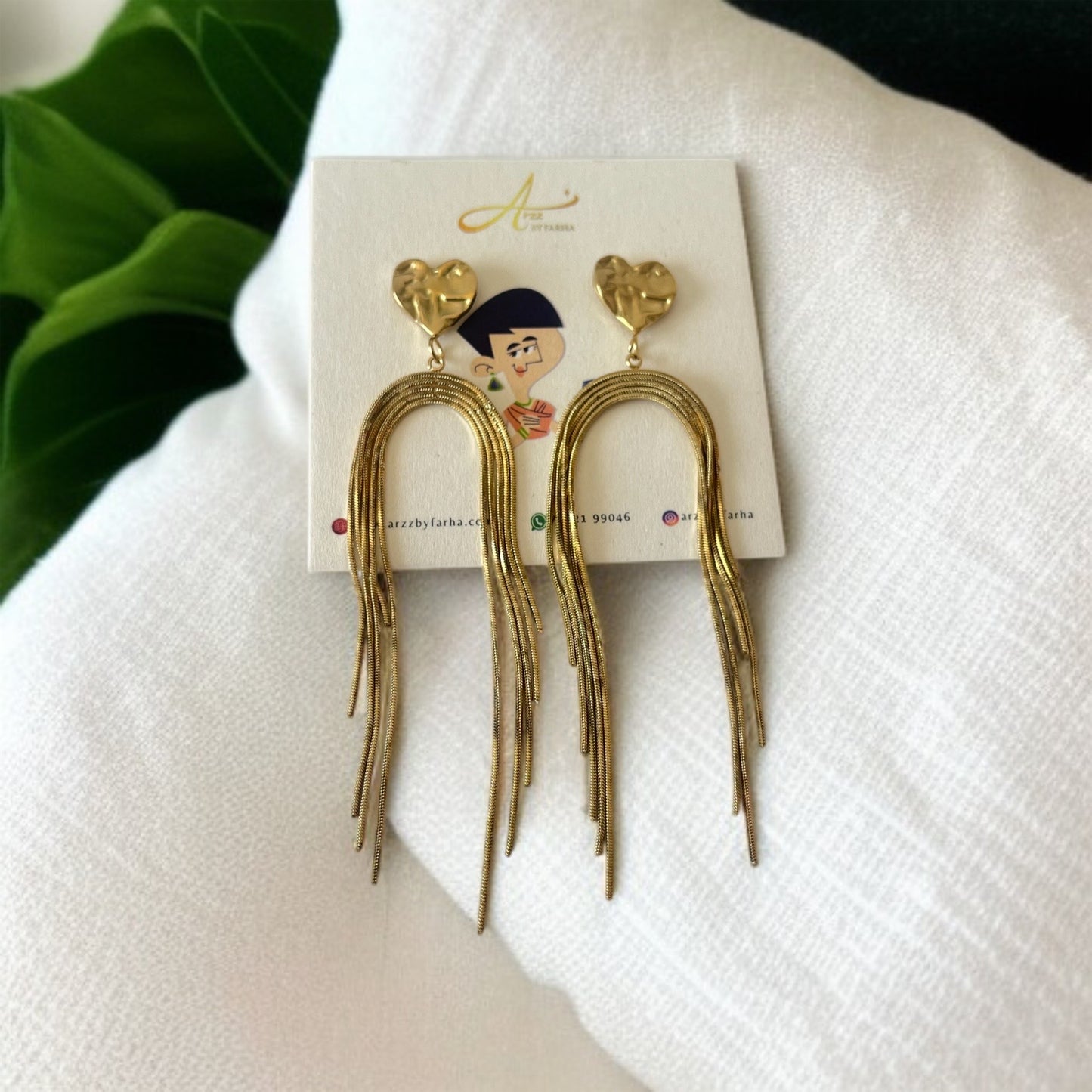 Heart Tassel Drop Earrings