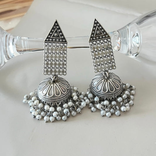 Silver Drop Jhumkas Earring