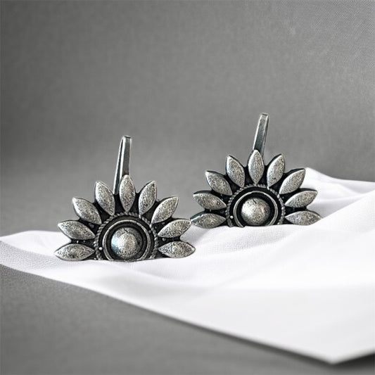 Silver Flower Hooks Earring