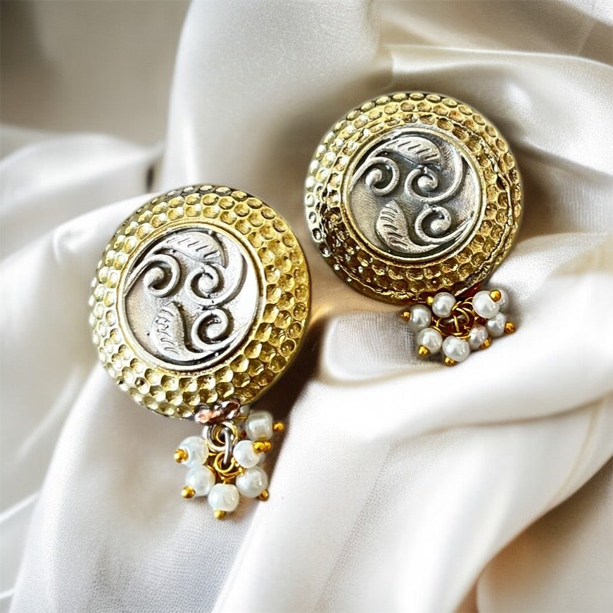 Dual Tone Studs Earrings