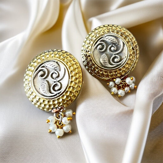 Dual Tone Studs Earrings