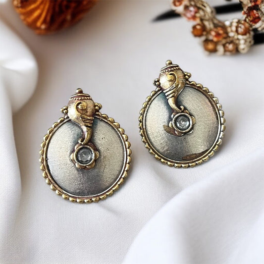 Dual Tone Studs Earrings