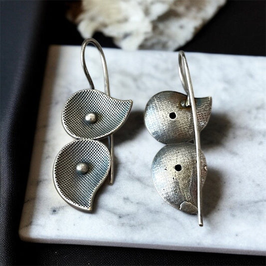 Silver Leaf Hooks Earring