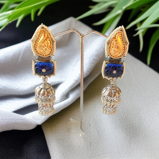 Blue Dual Tone Jhumkas Earring