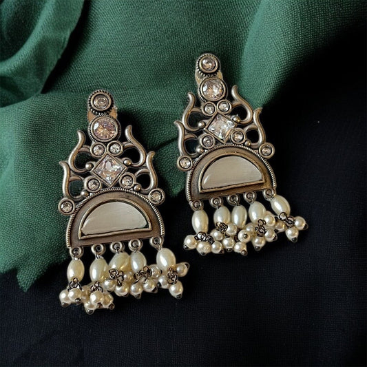 White Drop Silver Earring