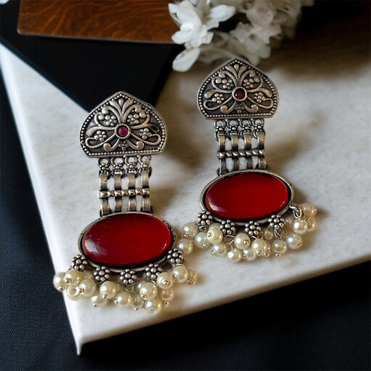 Red Stone Drop Earring