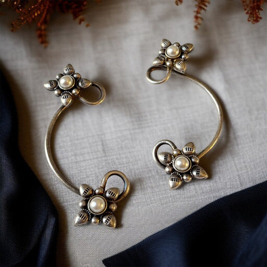 Silver Pearl Ear Cuffs Earring