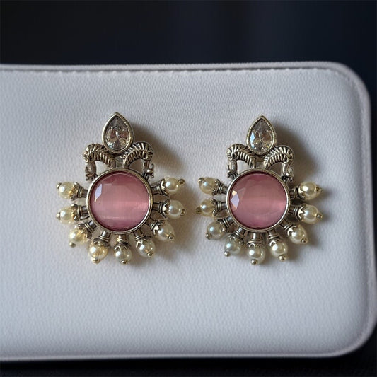 Pink Stone Studs Earring