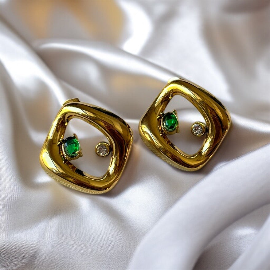 Gold Square Studs Earrings