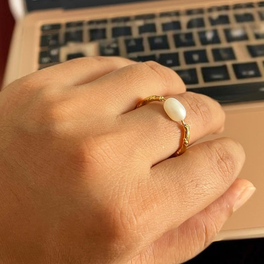 18k Gold Plated Pearl Ring