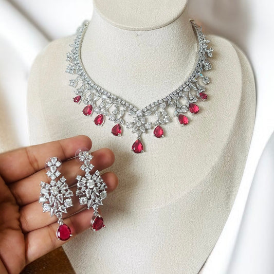 Ruby Pink AD Necklace Set