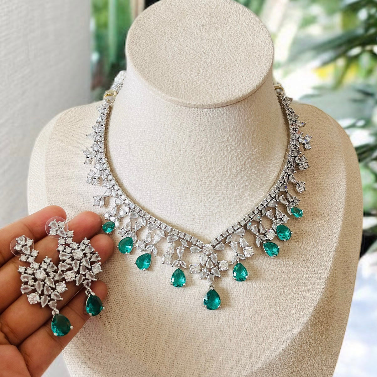 Rama Green AD Necklace Set
