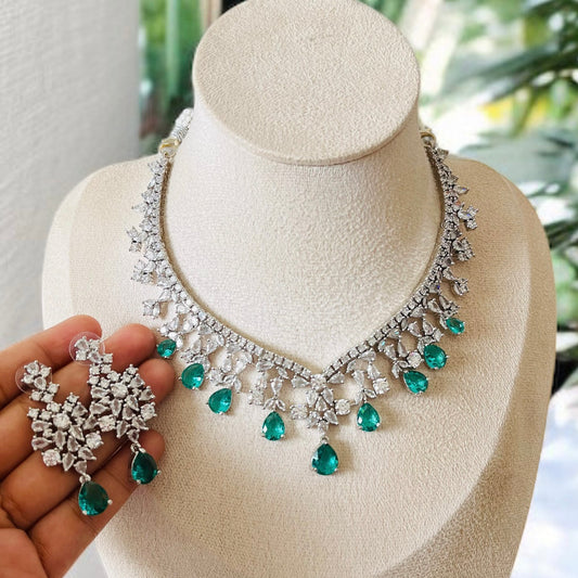 Rama Green AD Necklace Set