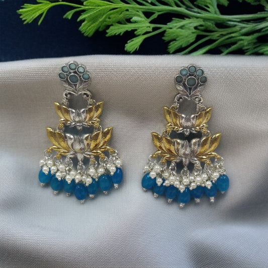 Dual Tone Blue Earrings