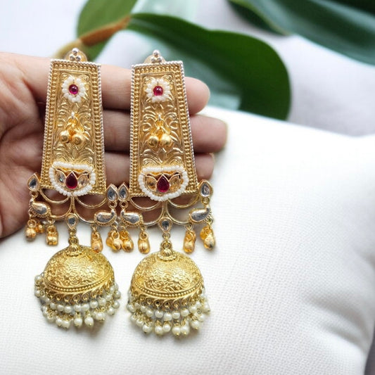 Gold Brass Jhumkas Earring