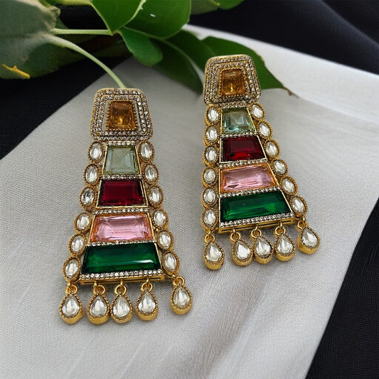 Multicolor Gem Stones Earrings