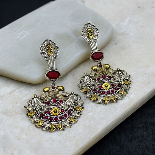 Dual Tone Dangler Earrings