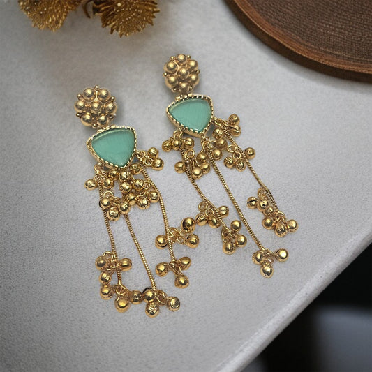 Gold Brass Ghungroo Earrings