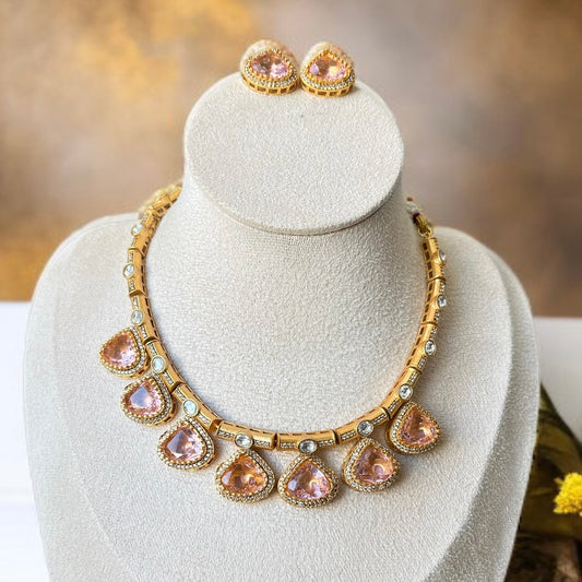 Pink Stone Necklace Set