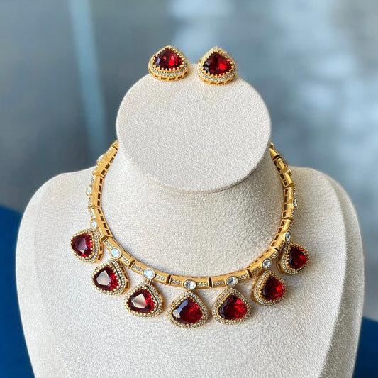 Red Stone Necklace Set