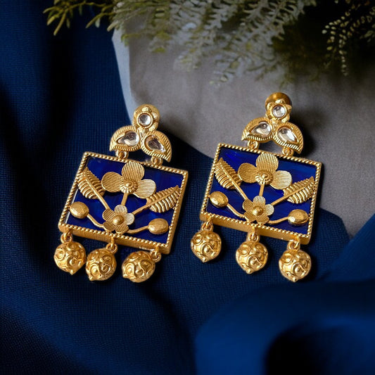 Brass Stone Drop Earrings