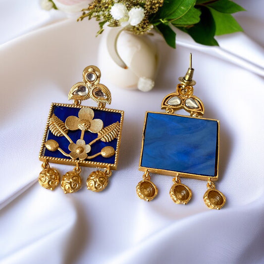 Brass Stone Drop Earrings