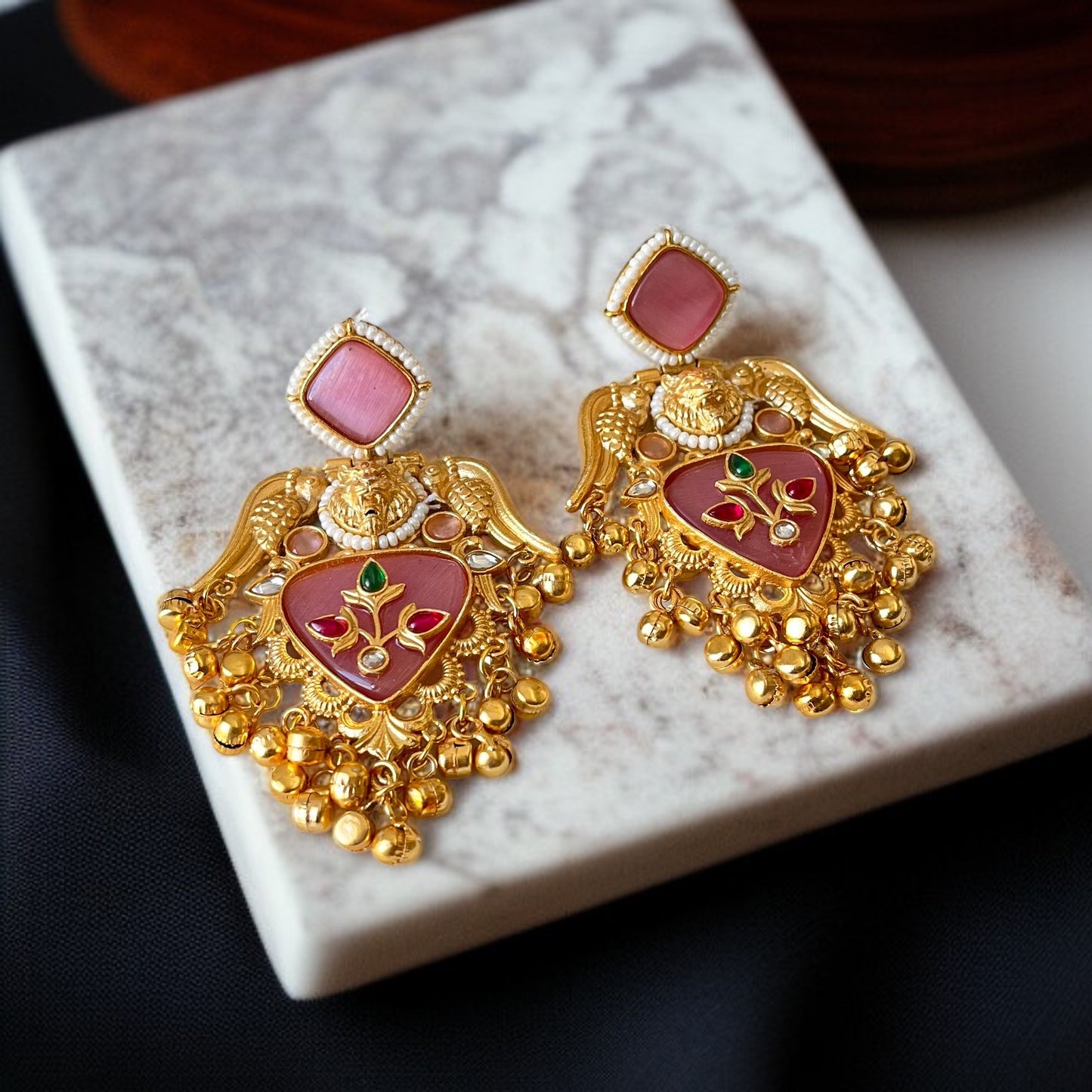 Stone Ghungroo Danglers Earrings