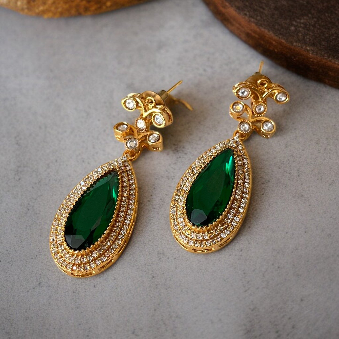 Green Stone Zircon Earring
