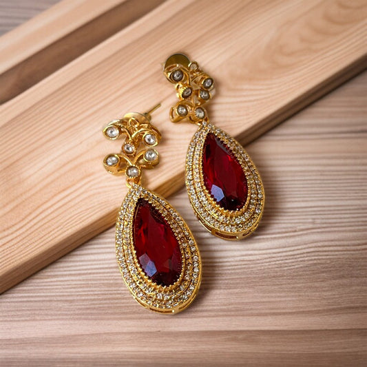 Red Stone Zircon Earring