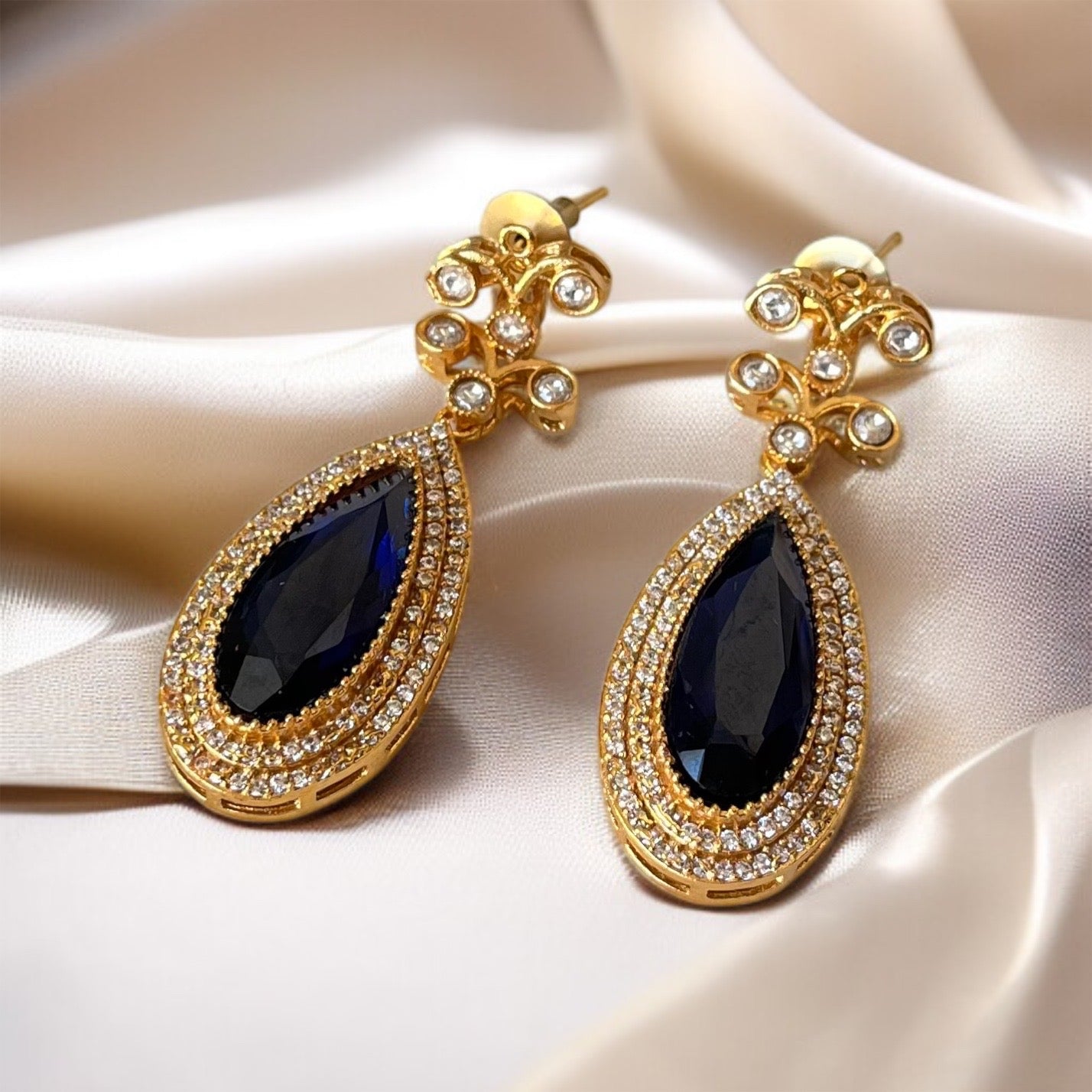 Dark Blue Stone Zircon Earring