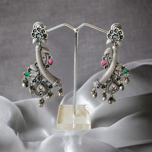 Silver Oxidised Dangler Earrings