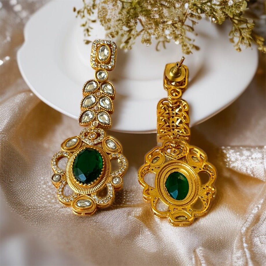 Green Stone Dangler Earrings