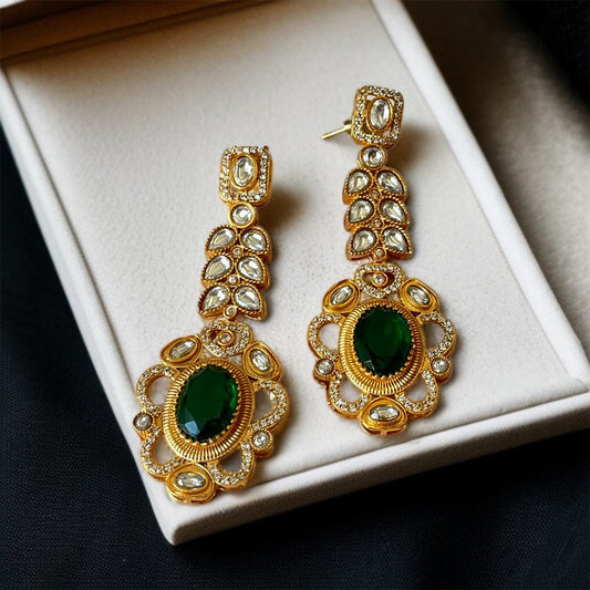 Green Stone Dangler Earrings