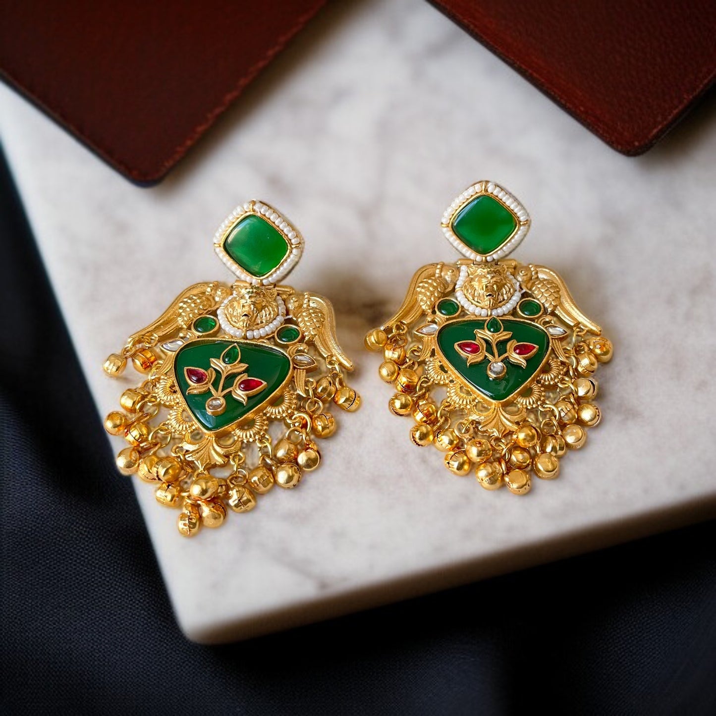 Stone Ghungroo Danglers Earrings