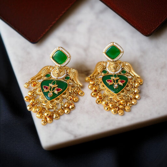 Stone Ghungroo Danglers Earrings